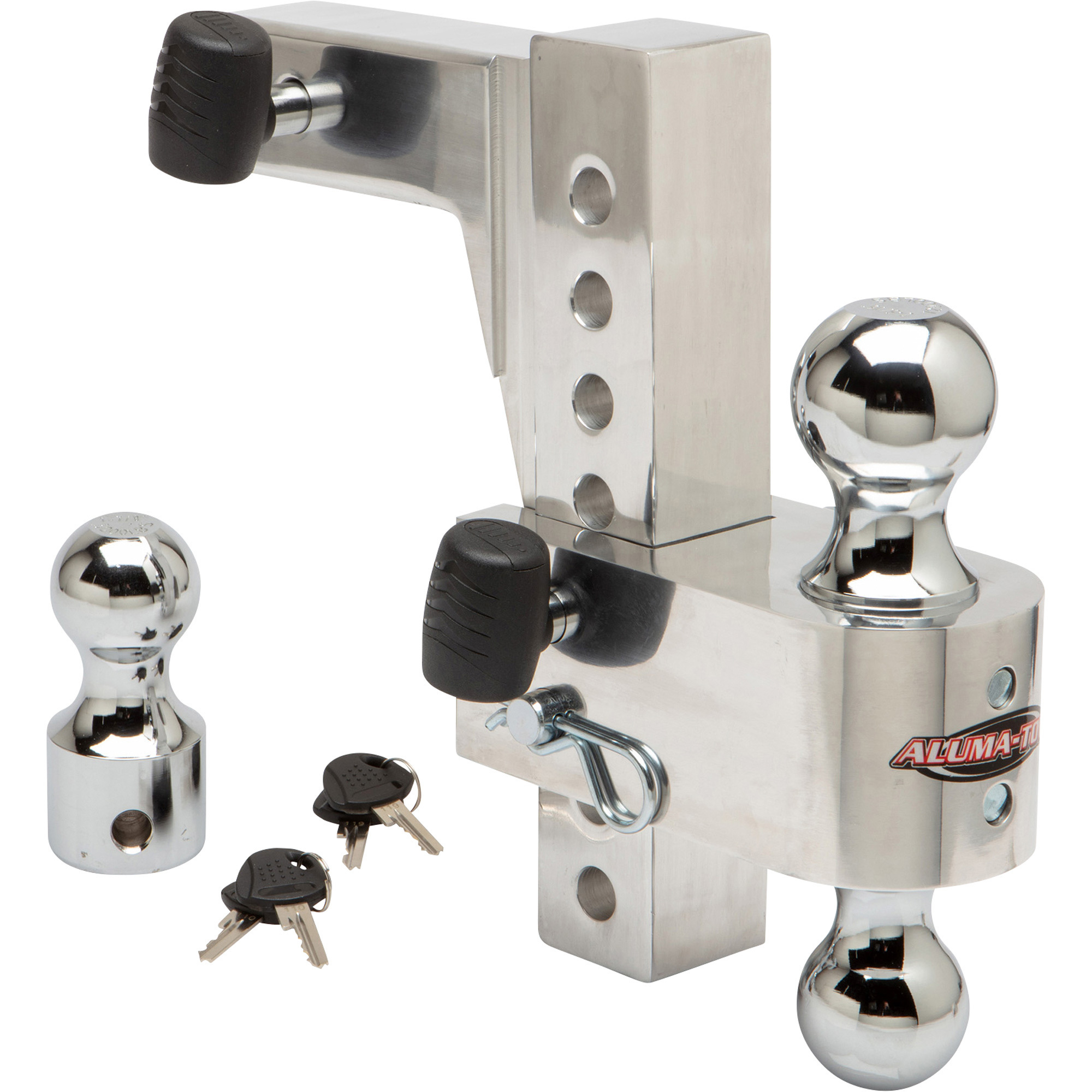 Uriah Products Aluma-Tow Adjustable Aluminum Ball Mount, 8in. Drop, 8 3/4in. Rise, 2in. Receivers, Model# UT623911